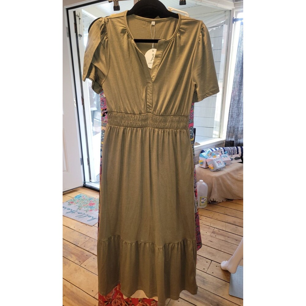 Anrabess Green Casual Dress,  Size Small